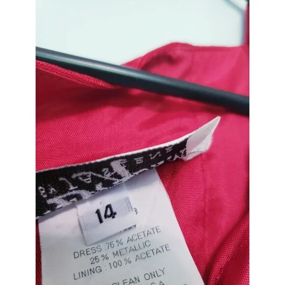 Betsy & Adam Womens 14 Formal Long Dress Red Gold Accent Sparkly Party FLAW - Picture 6 of 9